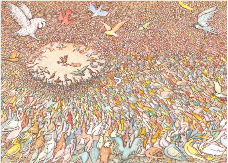 From <em>Conference of the Birds,</em> by Peter Sis, published by Penguin Press